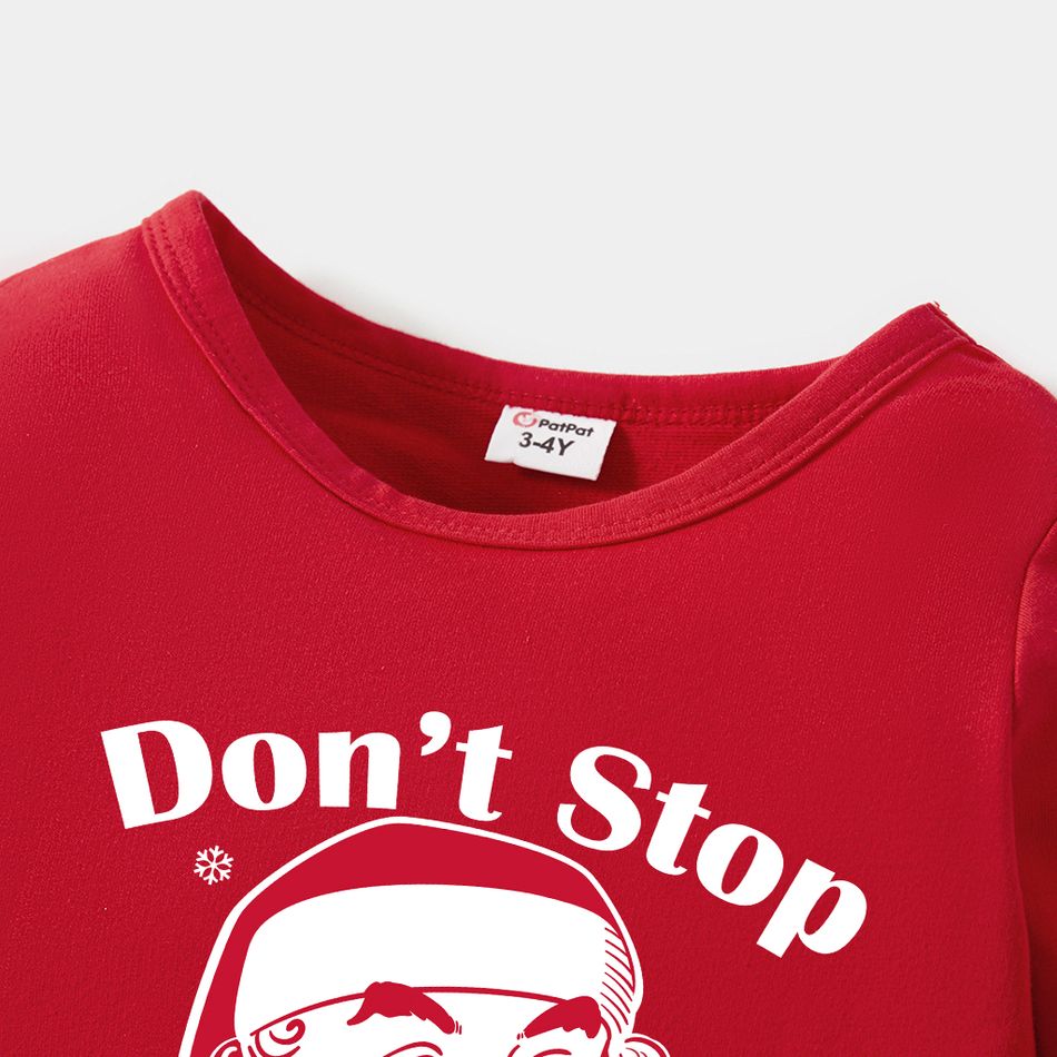 Christmas Family Matching 100% Cotton Long-sleeve Santa & Letter Print Red Sweatshirts Red big image 7