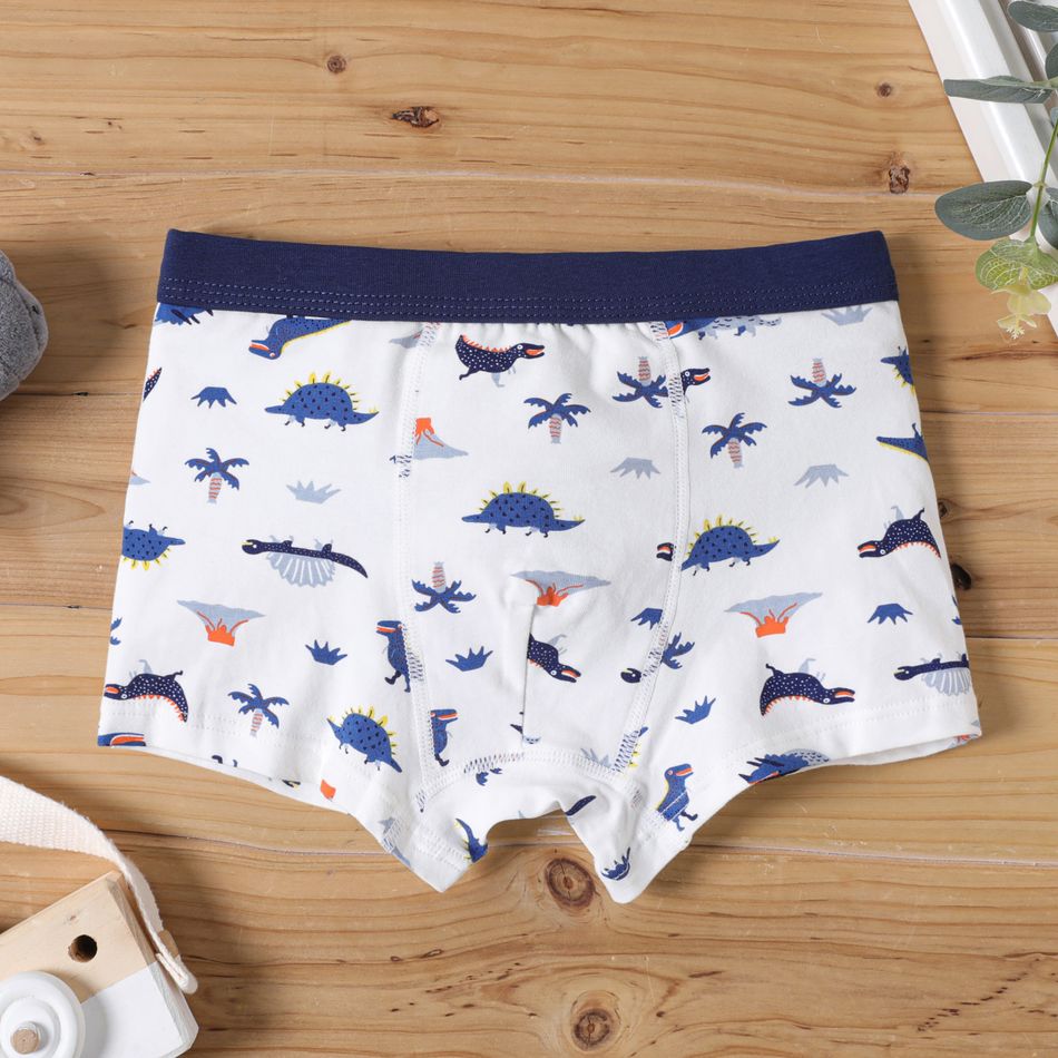 4-Pack Kid Boy Dinosaur Print/Stripe Boxer Briefs Underwear Multi-color big image 8