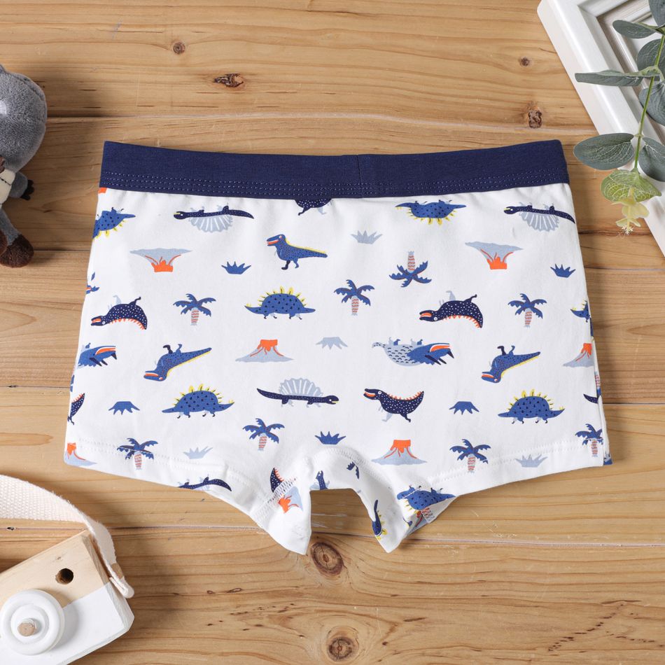 4-Pack Kid Boy Dinosaur Print/Stripe Boxer Briefs Underwear Multi-color big image 9