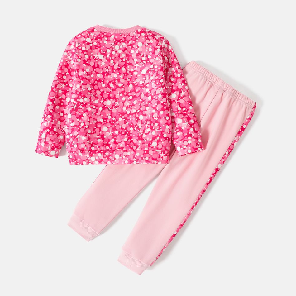 Barbie 2pcs Toddler Girl Stars Bubble Print Pink Sweatshirt and Cotton Pants Set Pink big image 2