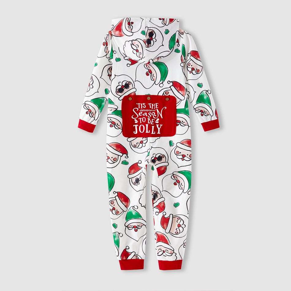 Christmas Family Matching Allover Santa Claus Print Long-sleeve Hooded Zipper Onesies Pajamas (Flame Resistant) ColorBlock big image 15