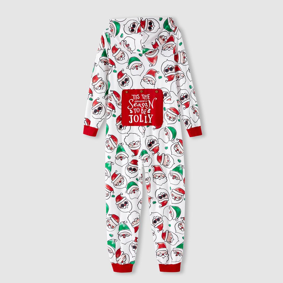 Christmas Family Matching Allover Santa Claus Print Long-sleeve Hooded Zipper Onesies Pajamas (Flame Resistant) ColorBlock big image 13