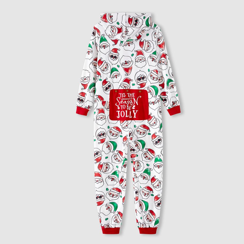 Christmas Family Matching Allover Santa Claus Print Long-sleeve Hooded Zipper Onesies Pajamas (Flame Resistant) ColorBlock big image 11