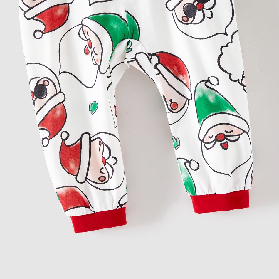 Christmas Family Matching Allover Santa Claus Print Long-sleeve Hooded Zipper Onesies Pajamas (Flame Resistant) ColorBlock big image 22