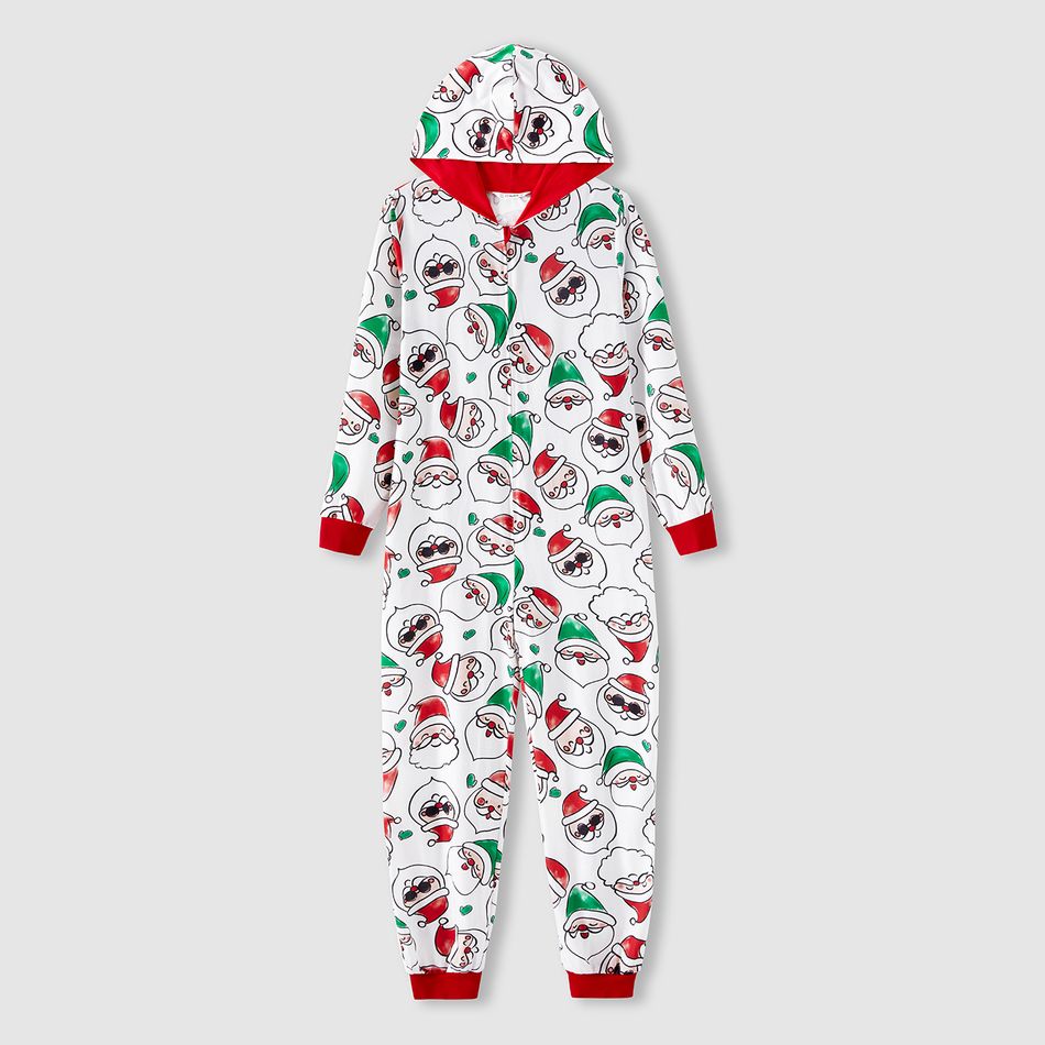 Christmas Family Matching Allover Santa Claus Print Long-sleeve Hooded Zipper Onesies Pajamas (Flame Resistant) ColorBlock big image 10