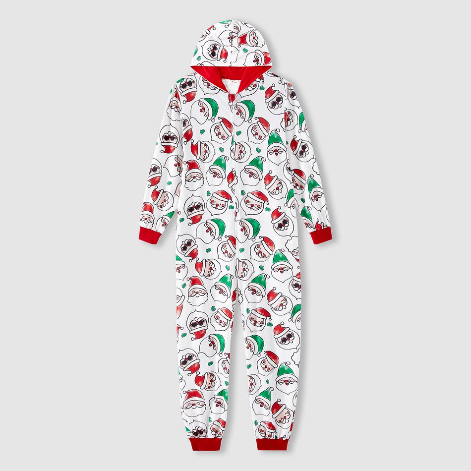 Christmas Family Matching Allover Santa Claus Print Long-sleeve Hooded Zipper Onesies Pajamas (Flame Resistant) ColorBlock big image 12