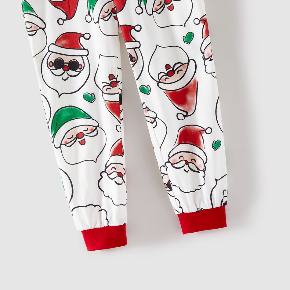 Christmas Family Matching Allover Santa Claus Print Long-sleeve Hooded Zipper Onesies Pajamas (Flame Resistant) ColorBlock big image 18