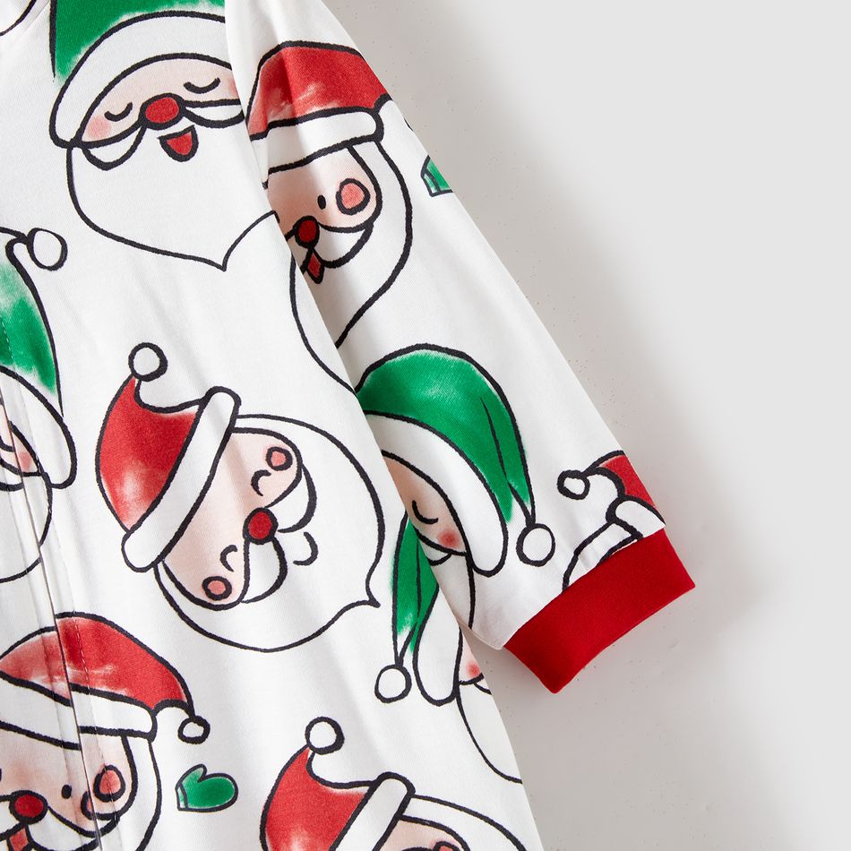 Christmas Family Matching Allover Santa Claus Print Long-sleeve Hooded Zipper Onesies Pajamas (Flame Resistant) ColorBlock big image 17