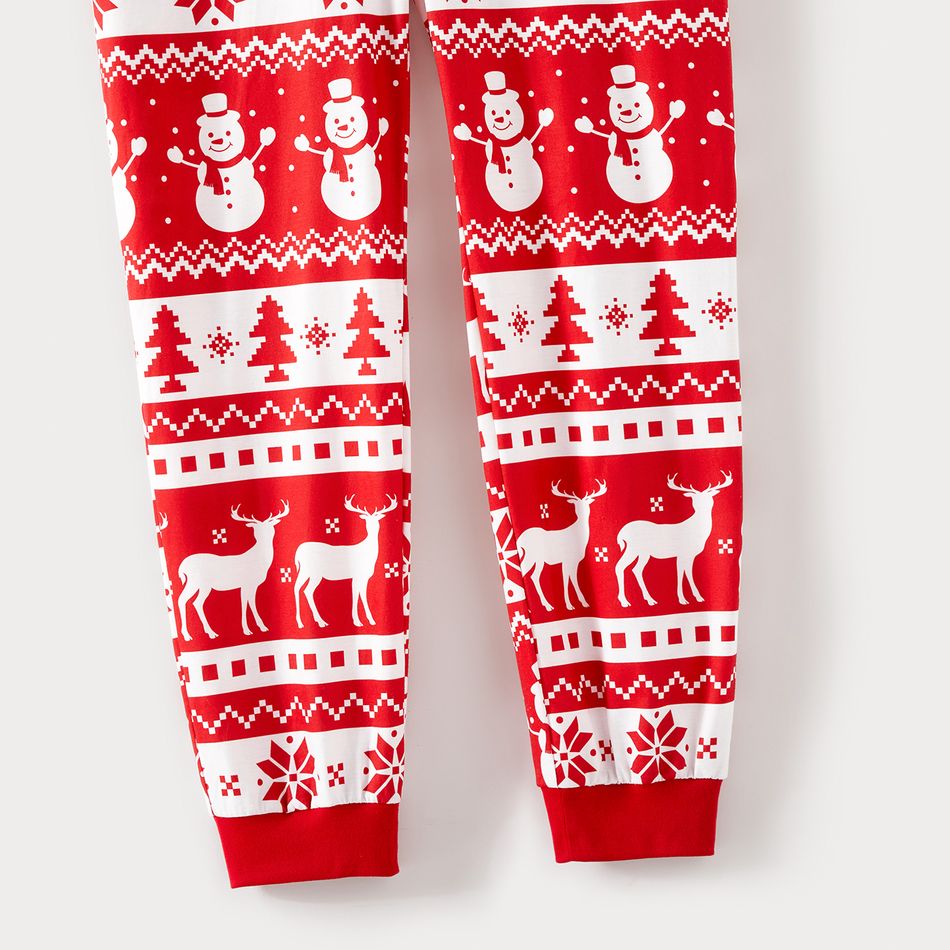 Christmas Family Matching Allover Red Print Long-sleeve Hooded Zipper Onesies Pajamas Sets (Flame Resistant) Red-2 big image 14