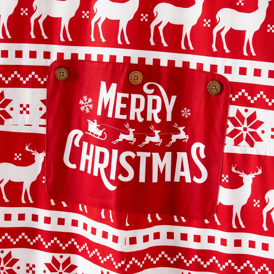 Christmas Family Matching Allover Red Print Long-sleeve Hooded Zipper Onesies Pajamas Sets (Flame Resistant) Red-2 big image 15