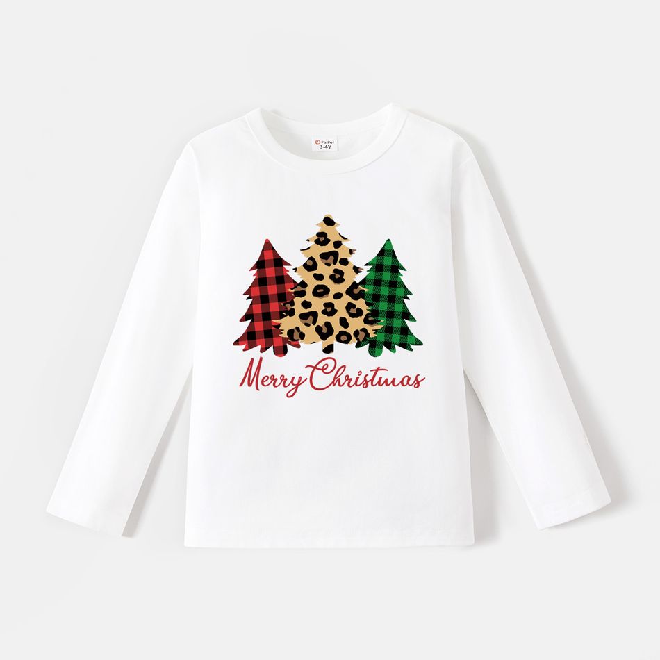 Go-Neat Water Repellent and Stain Resistant Mommy and Me Christmas Tree & Letter Print Long-sleeve Tee White big image 3