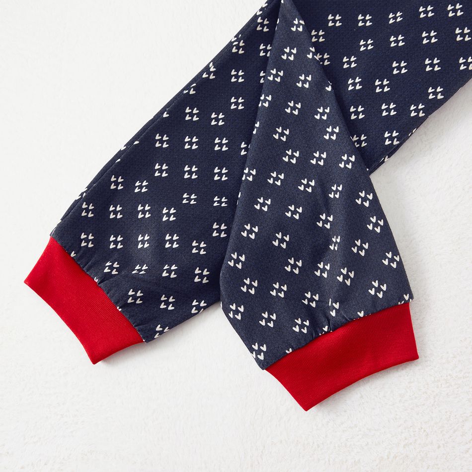 Christmas Family Matching Allover Deer & Snowflake Print Long-sleeve Pajamas Sets (Flame Resistant) DeepSapphireBlue big image 9