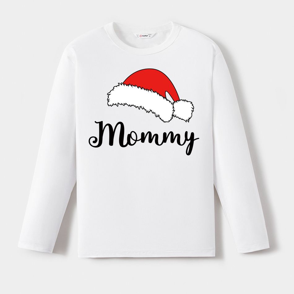 Go-Neat Water Repellent and Stain Resistant Family Matching Christmas Hat & Letter Print Long-sleeve Tee White big image 3