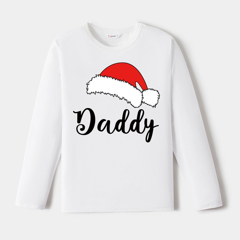 Go-Neat Water Repellent and Stain Resistant Family Matching Christmas Hat & Letter Print Long-sleeve Tee White big image 2