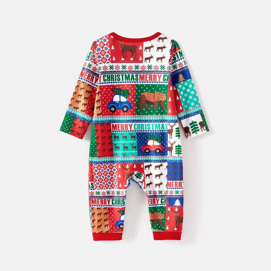 Christmas Family Matching Allover Print Long-sleeve Zipper Onesies Pajamas (Flame Resistant) Colorful big image 18