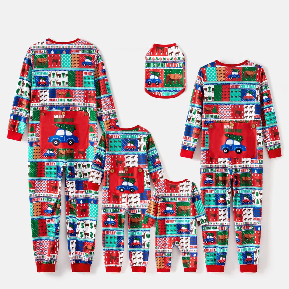 Christmas Family Matching Allover Print Long-sleeve Zipper Onesies Pajamas (Flame Resistant) Colorful big image 1