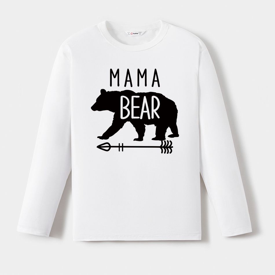 Go-Neat Water Repellent and Stain Resistant Family Matching Bear & Letter Print Long-sleeve Tee White big image 3