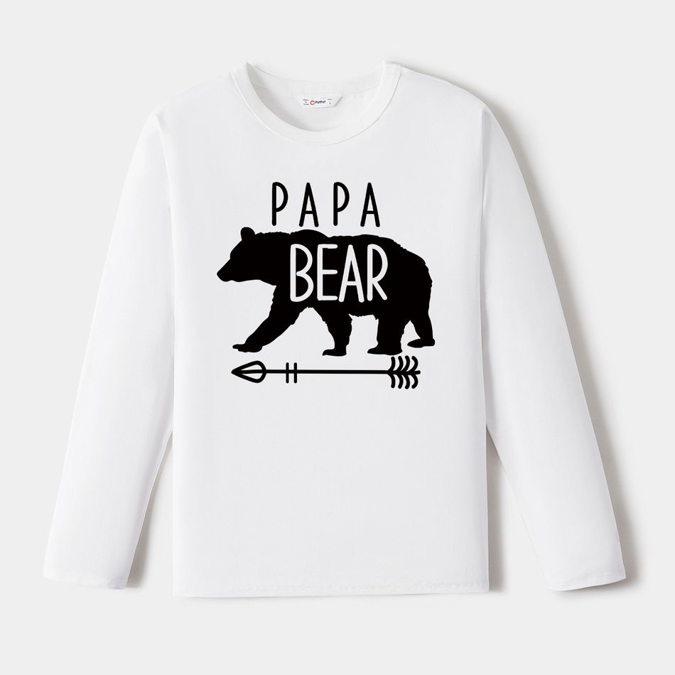 Go-Neat Water Repellent and Stain Resistant Family Matching Bear & Letter Print Long-sleeve Tee White big image 2