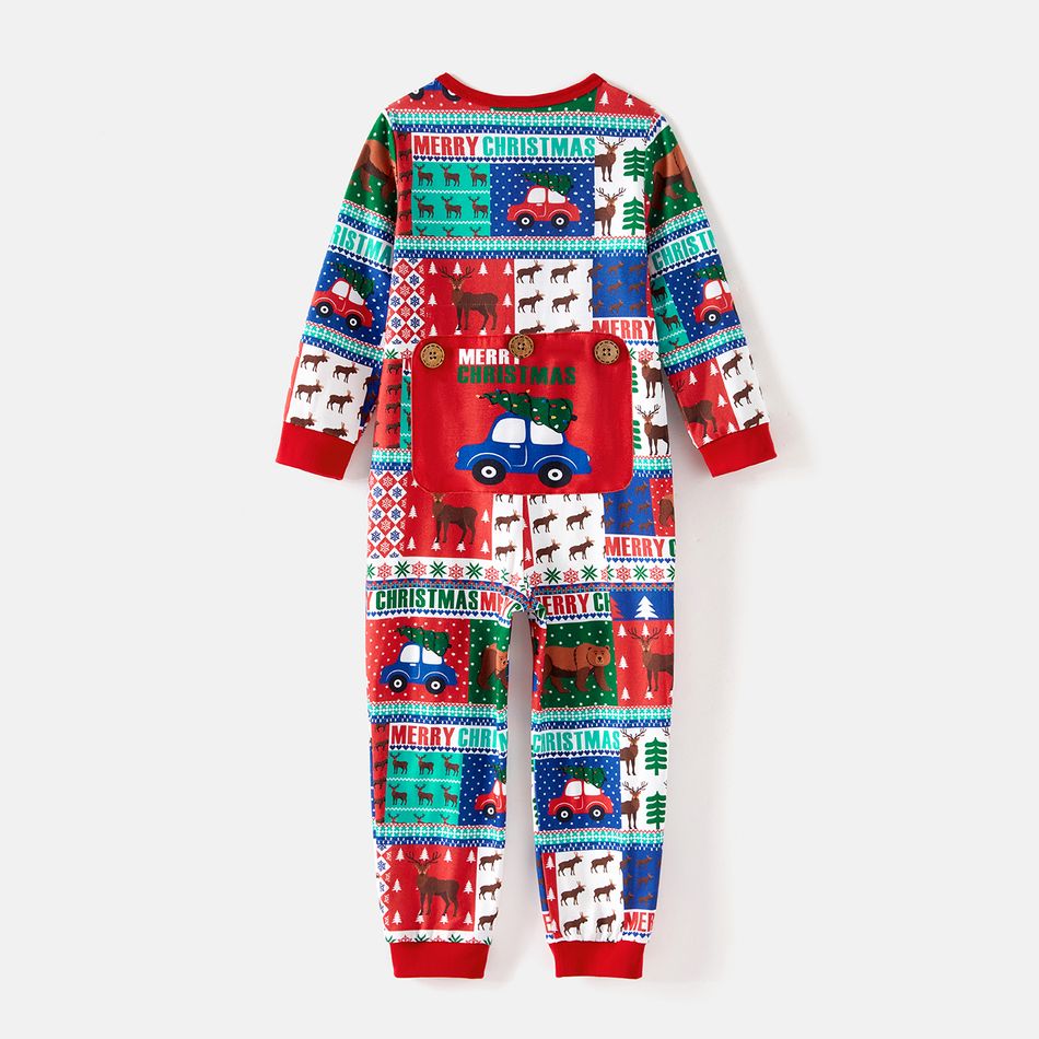 Christmas Family Matching Allover Print Long-sleeve Zipper Onesies Pajamas (Flame Resistant) Colorful big image 14