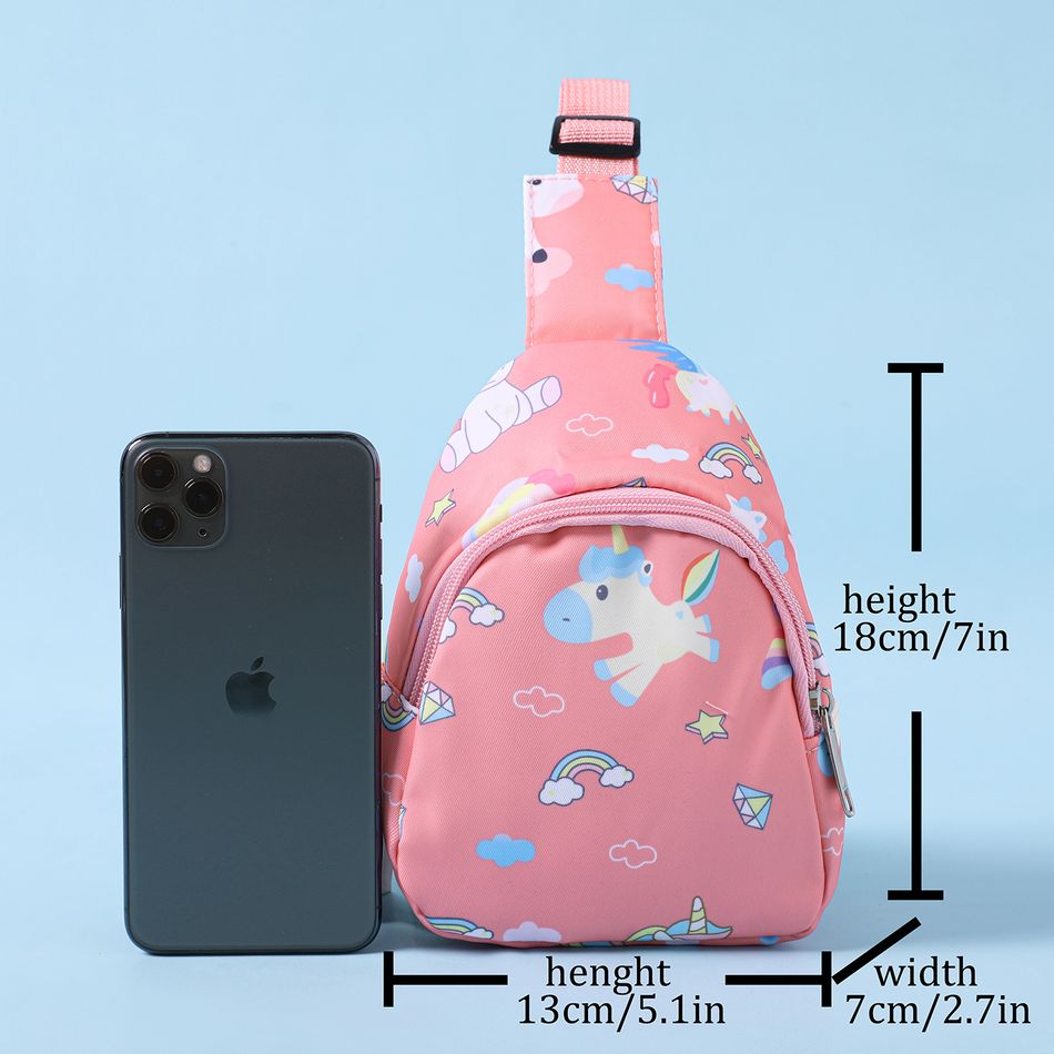 Toddler / Kid Unicorn Dinosaur Pattern Chest Bag Sling Bag Pink big image 2