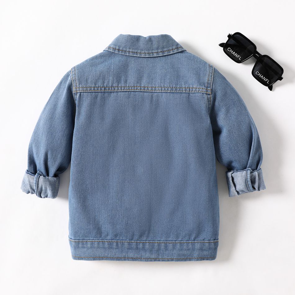 Toddler Boy/Girl Trendy Lapel Collar Cotton Blue Denim Jacket Blue big image 2