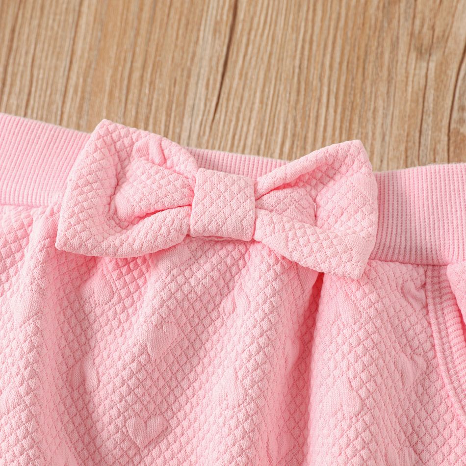 2pcs Toddler Girl Sweet Heart Embroidered Pink Sweatshirt and Pants Set Pink