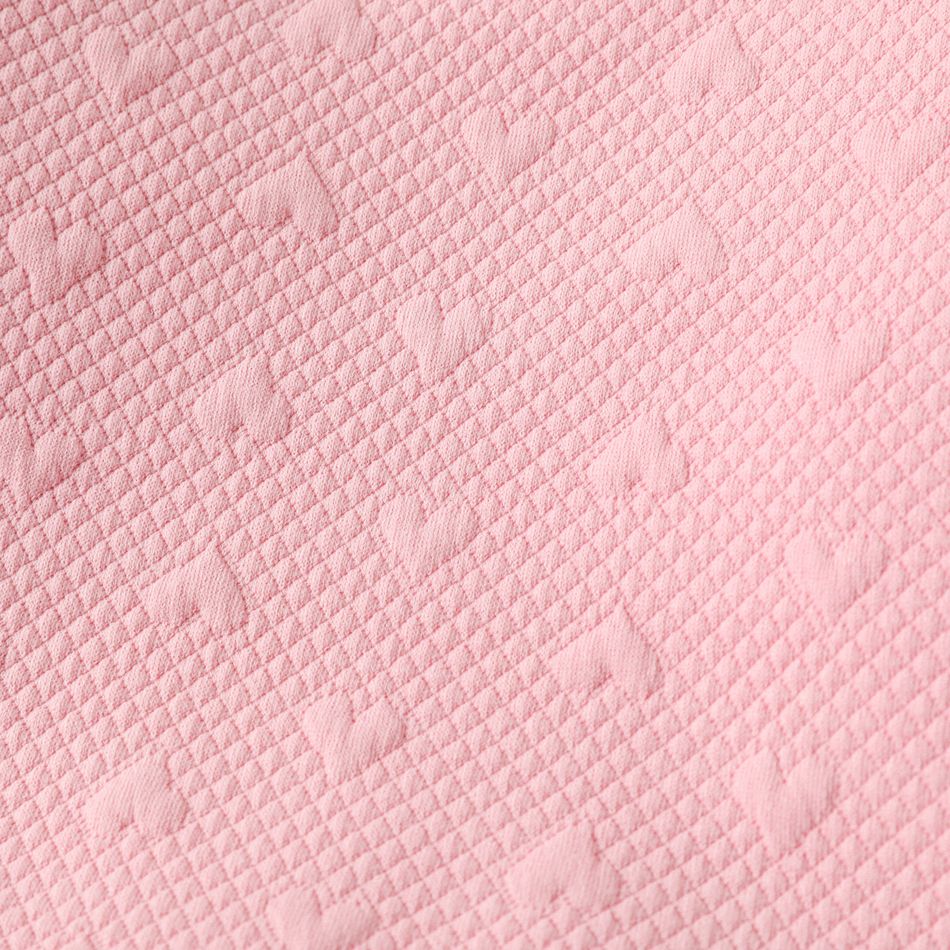 2pcs Toddler Girl Sweet Heart Embroidered Pink Sweatshirt and Pants Set Pink big image 4