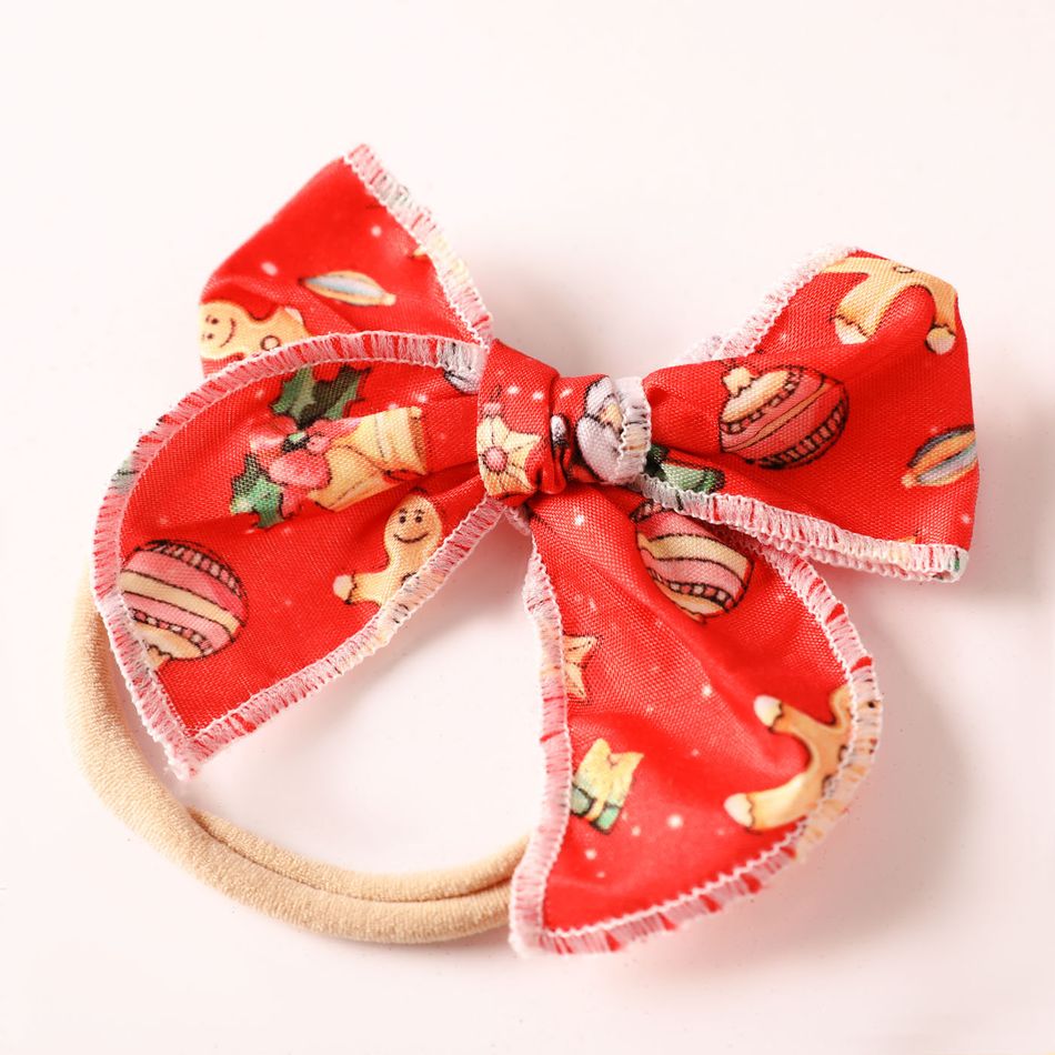 3Pcs Christmas Bow Hair Ties for Girls (Pattern Position Random) Red big image 5