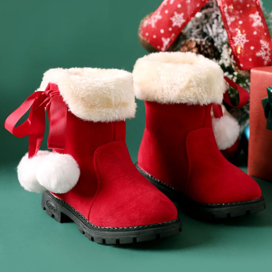 Toddler / Kid Christmas Pom Pom Decor Red Snow Boots Red