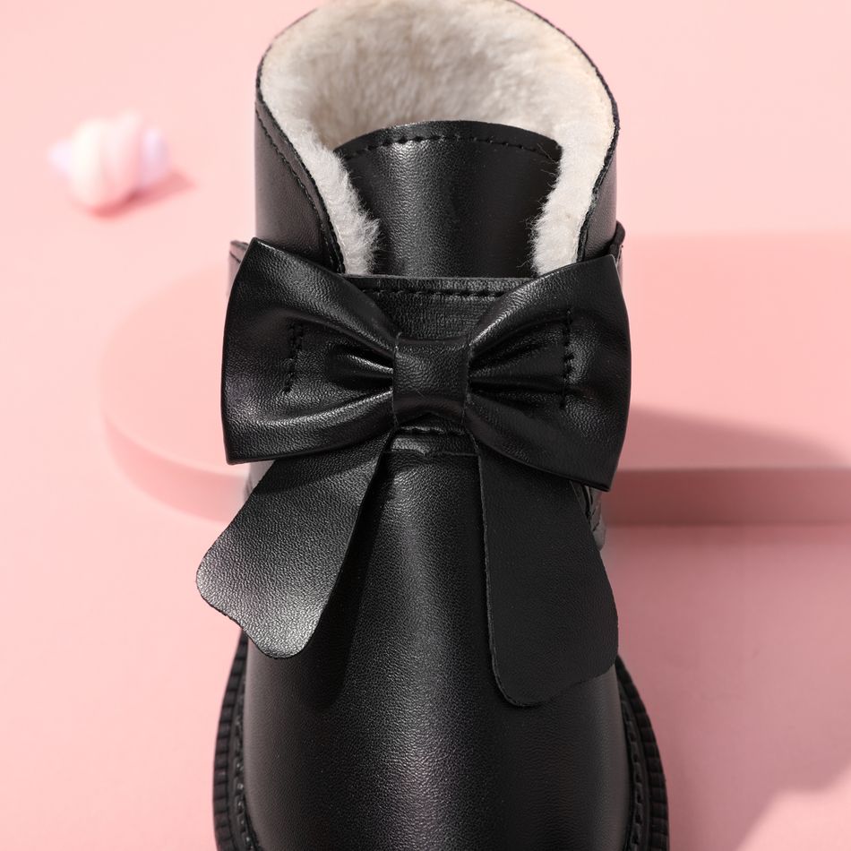Toddler / Kid Black Bow Decor Fleece Lined Thermal Snow Boots Black big image 4