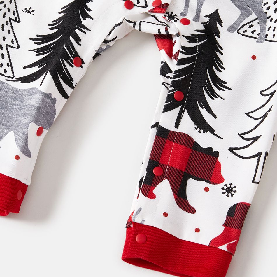 Christmas Family Matching Allover Print Long-sleeve Zipper Onesies Pajamas (Flame Resistant) REDWHITE big image 15