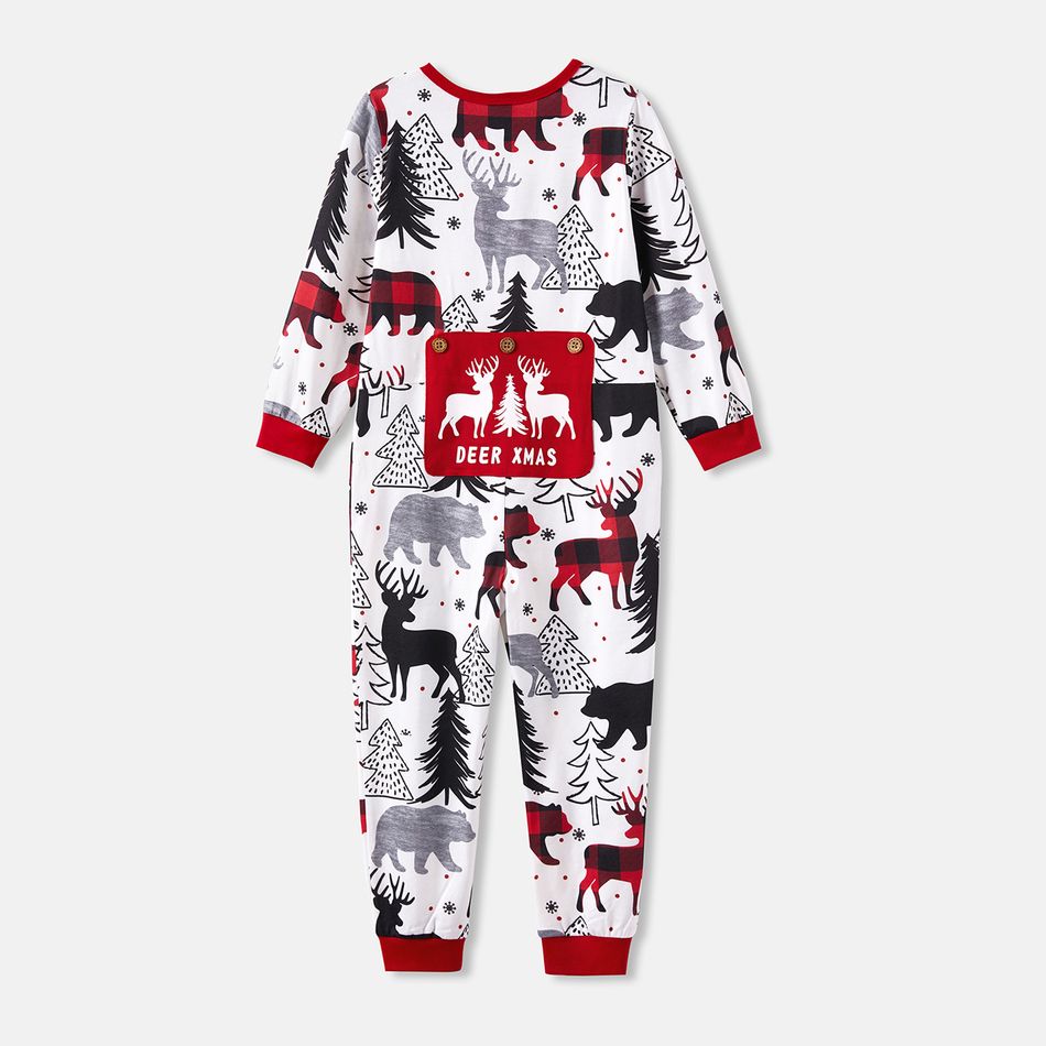 Christmas Family Matching Allover Print Long-sleeve Zipper Onesies Pajamas (Flame Resistant) REDWHITE big image 10