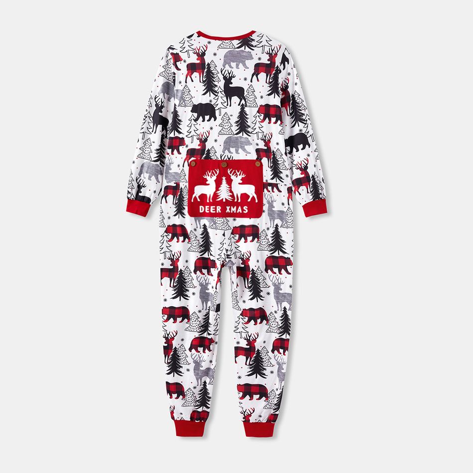 Christmas Family Matching Allover Print Long-sleeve Zipper Onesies Pajamas (Flame Resistant) REDWHITE big image 8