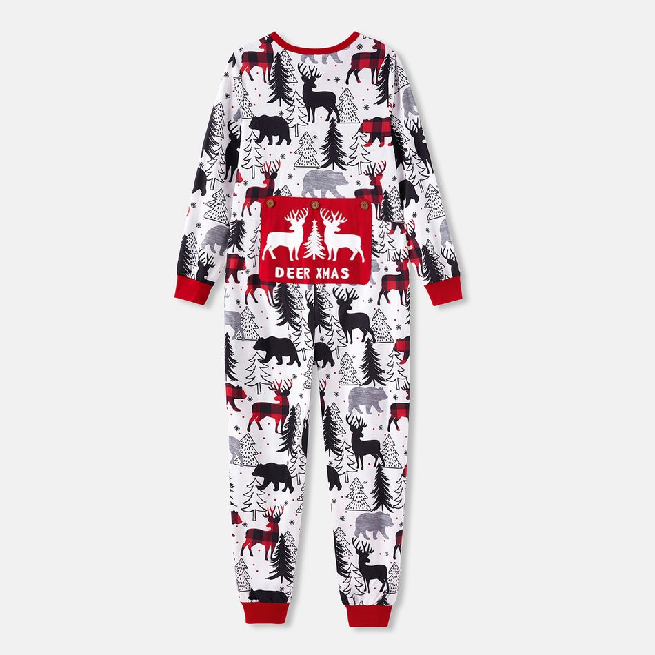 Christmas Family Matching Allover Print Long-sleeve Zipper Onesies Pajamas (Flame Resistant) REDWHITE big image 6
