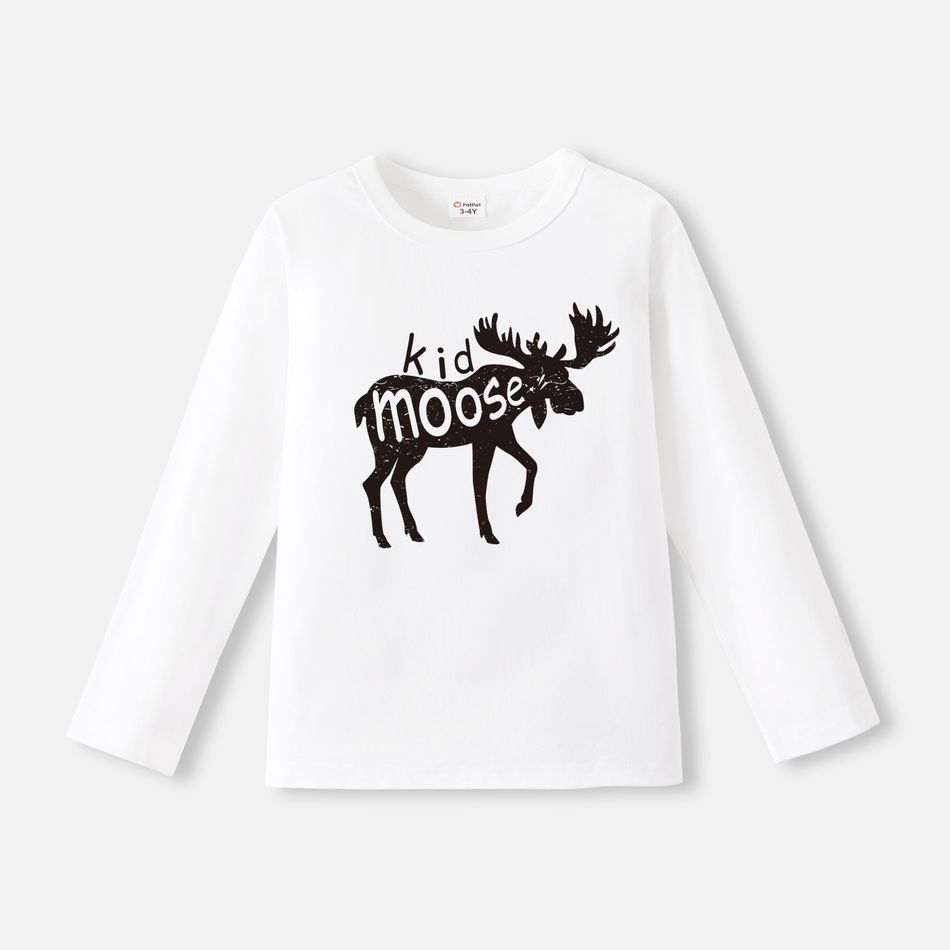 Go-Neat Water Repellent and Stain Resistant Family Matching Christmas Moose Print Long-sleeve Tee White big image 4