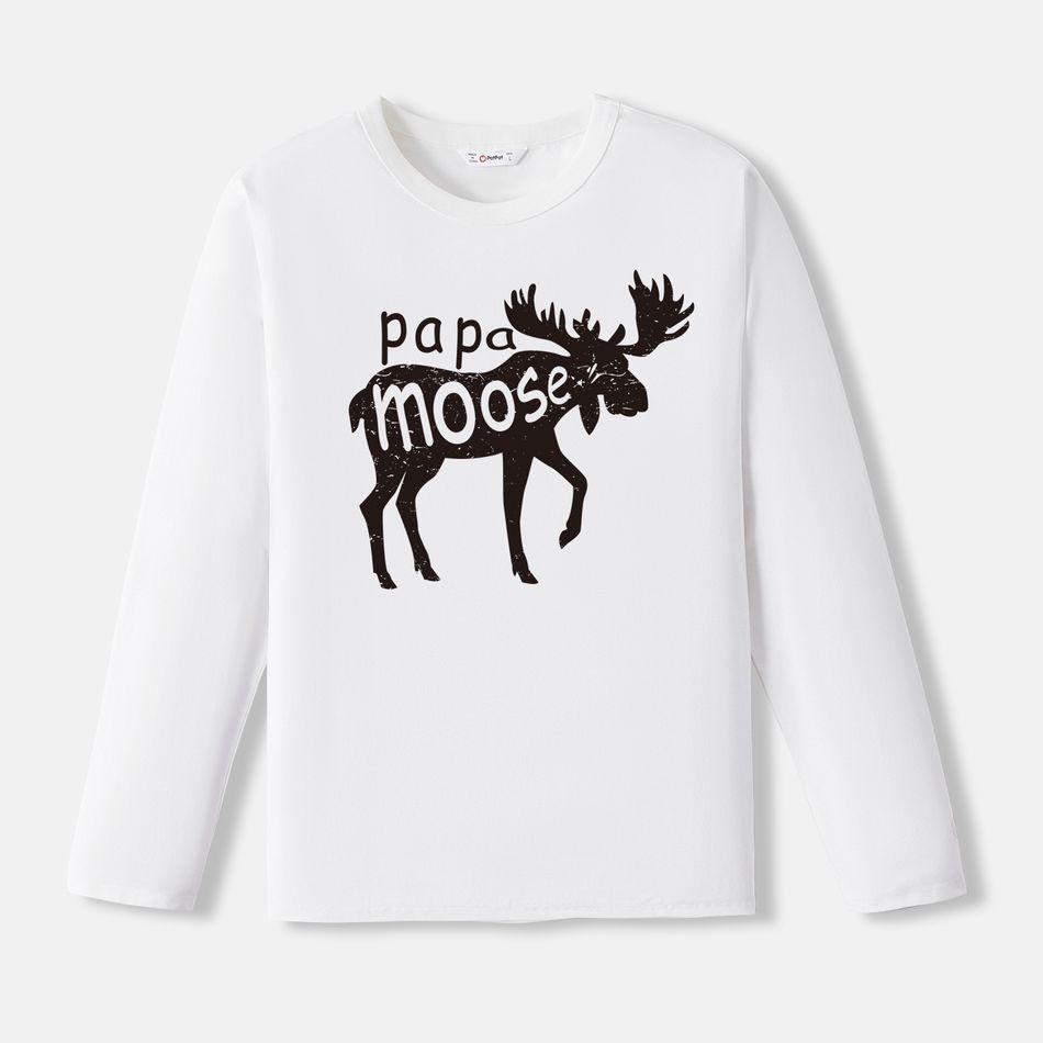 Go-Neat Water Repellent and Stain Resistant Family Matching Christmas Moose Print Long-sleeve Tee White big image 2