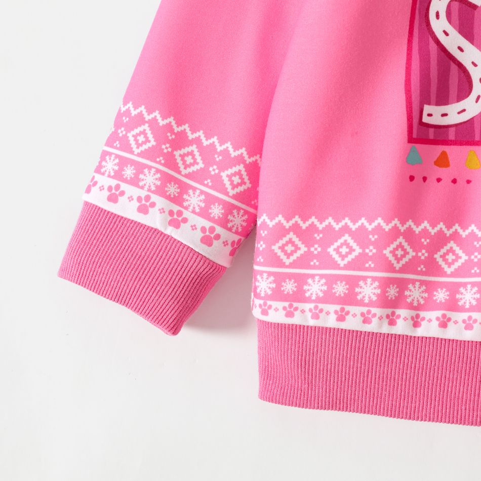 PAW Patrol Toddler Girl/Boy Christmas Snowflake Print Sweatshirt Pink big image 5