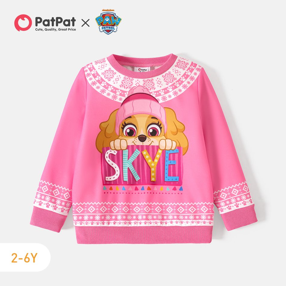 PAW Patrol Toddler Girl/Boy Christmas Snowflake Print Sweatshirt Pink
