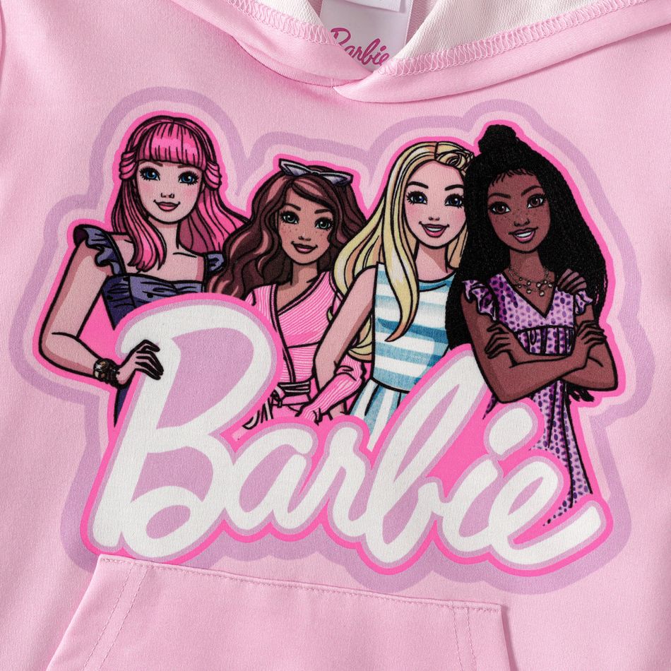 Barbie 2pcs Kid Girl Character Printing Hoodie Sweatshirt Pink big image 3