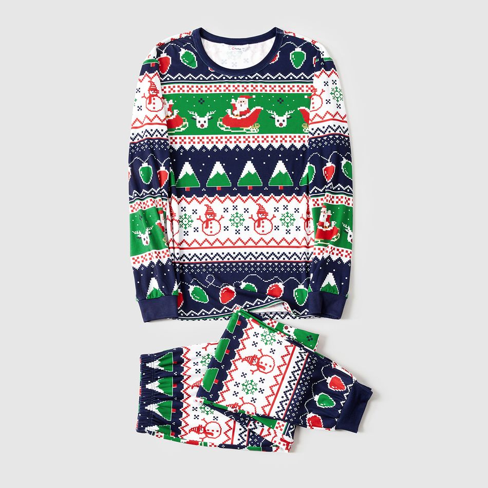 Christmas Family Matching Allover Print Long-sleeve Snug Fit Pajamas Sets Colorful big image 2