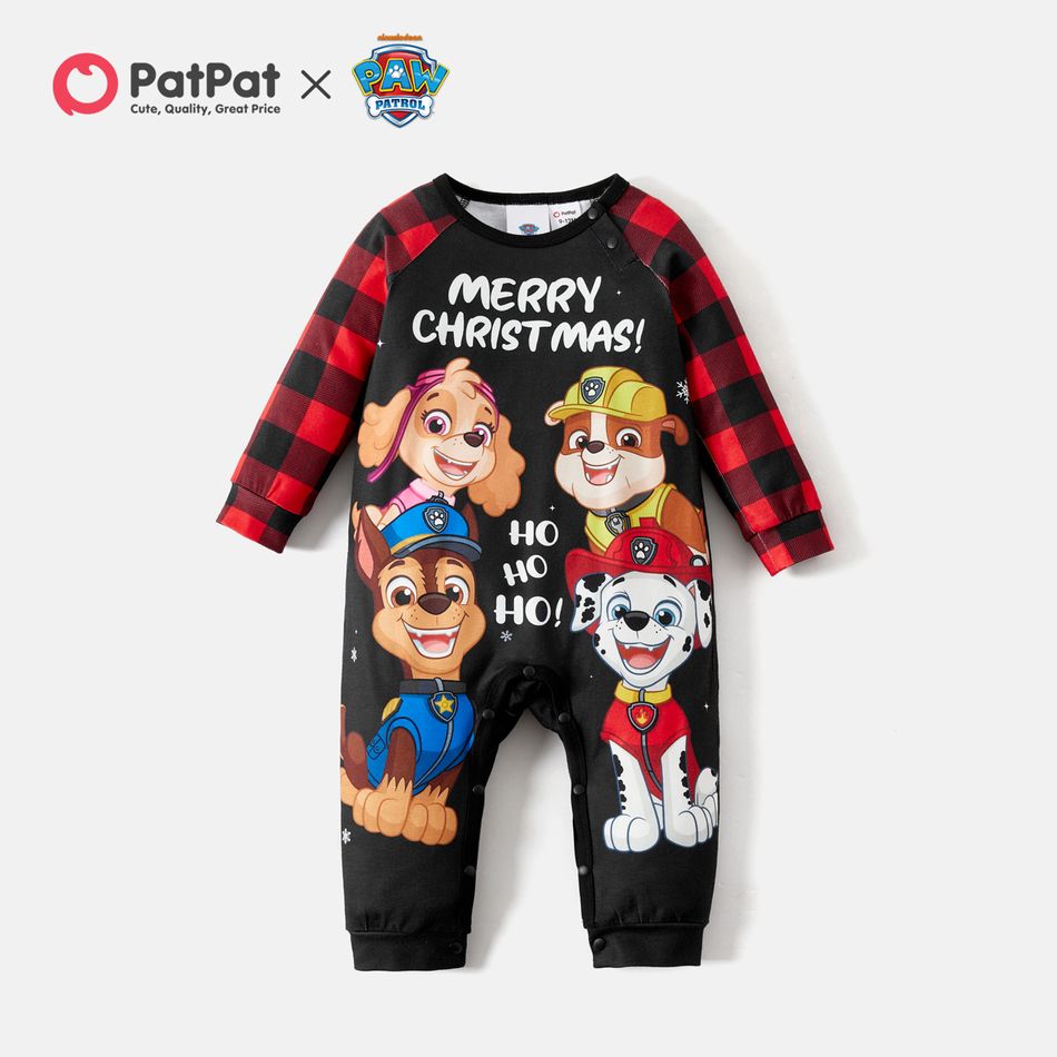 PAW Patrol Family Matching Christmas Red Plaid Long-sleeve Cartoon Graphic Pajamas Sets (Flame Resistant) redblack big image 9