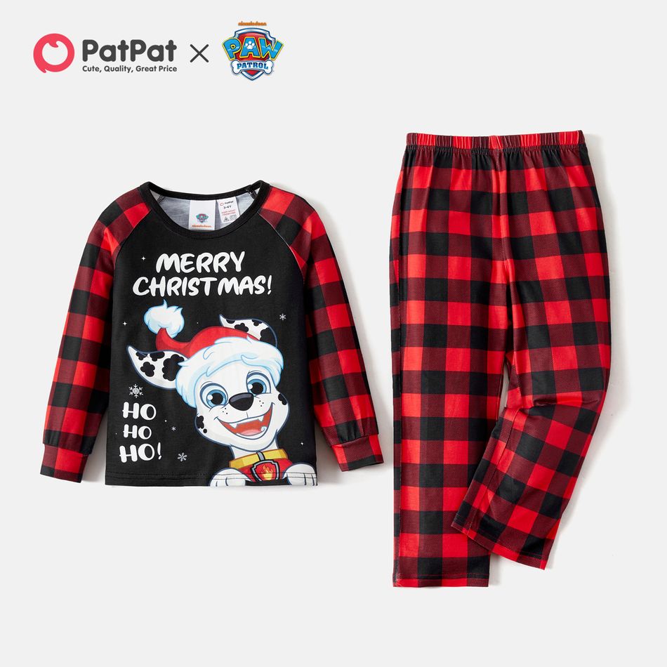 PAW Patrol Family Matching Christmas Red Plaid Long-sleeve Cartoon Graphic Pajamas Sets (Flame Resistant) redblack big image 7