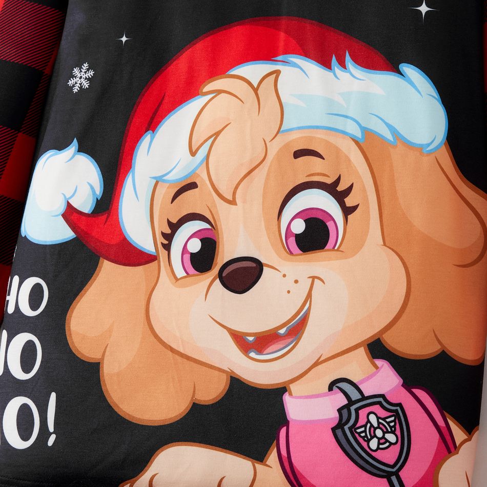 PAW Patrol Family Matching Christmas Red Plaid Long-sleeve Cartoon Graphic Pajamas Sets (Flame Resistant) redblack big image 6