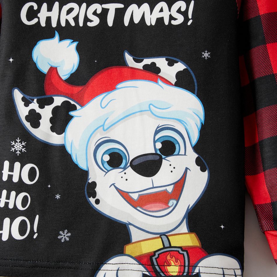 PAW Patrol Family Matching Christmas Red Plaid Long-sleeve Cartoon Graphic Pajamas Sets (Flame Resistant) redblack big image 8