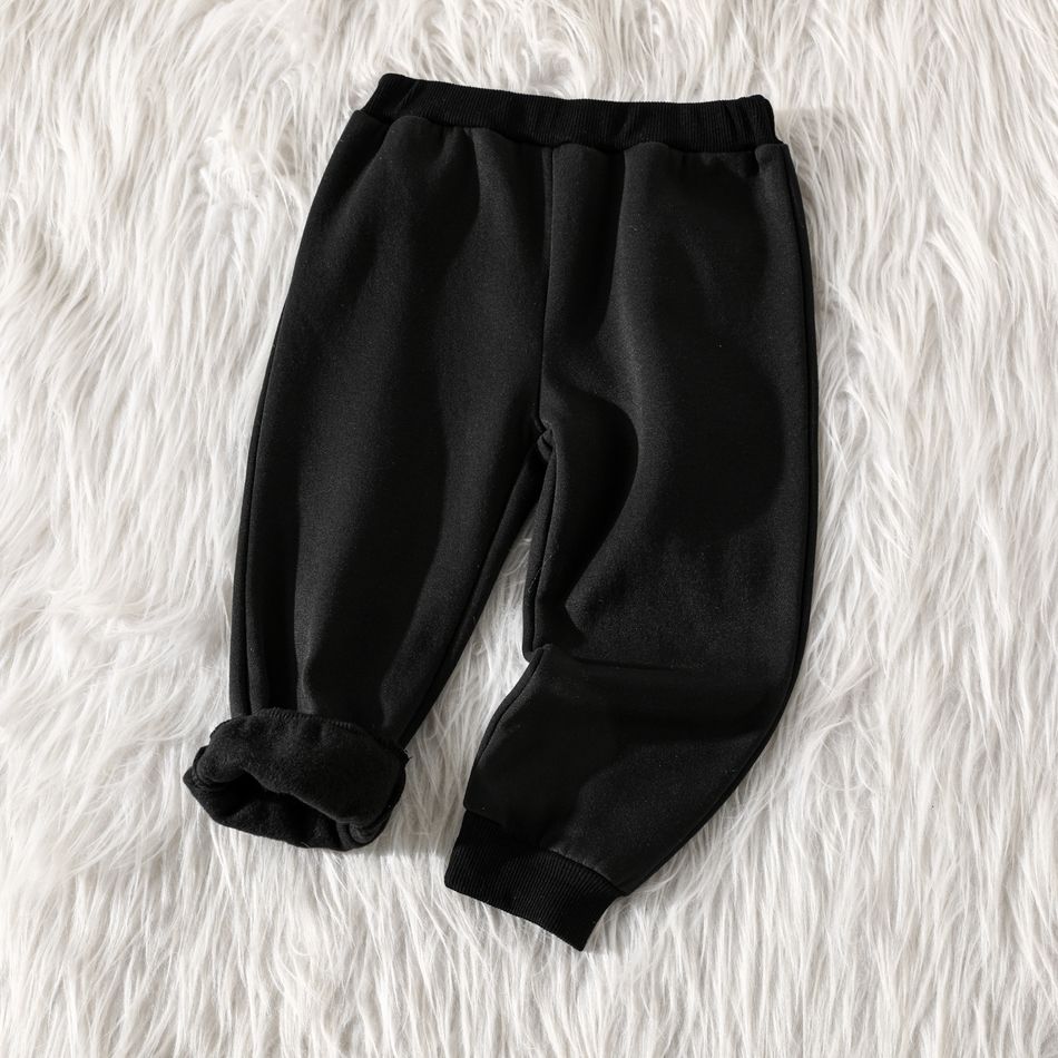Toddler Boy Basic Solid Color Fleece Lined Elasticized Pants Black