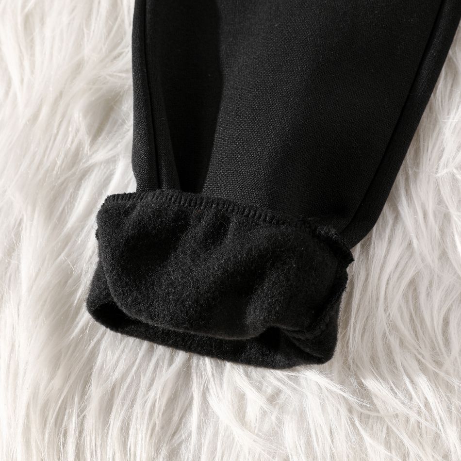 Toddler Boy Basic Solid Color Fleece Lined Elasticized Pants Black big image 3