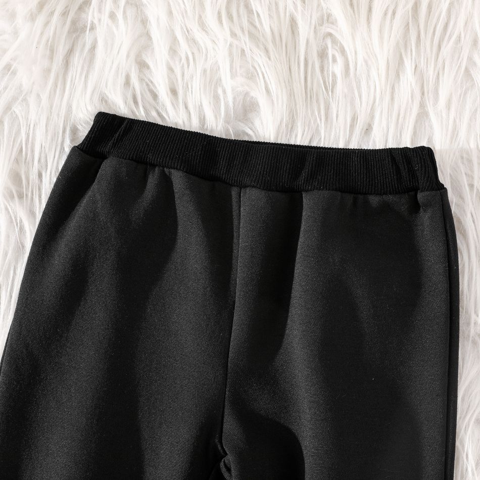 Toddler Boy Basic Solid Color Fleece Lined Elasticized Pants Black