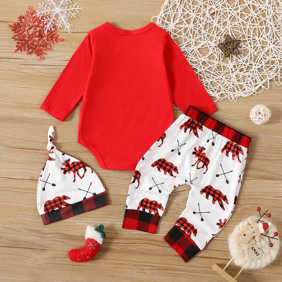 Vestido/conjunto com estampa gráfica de manga longa para bebê/menina de natal 100% algodão Vermelho big image 7