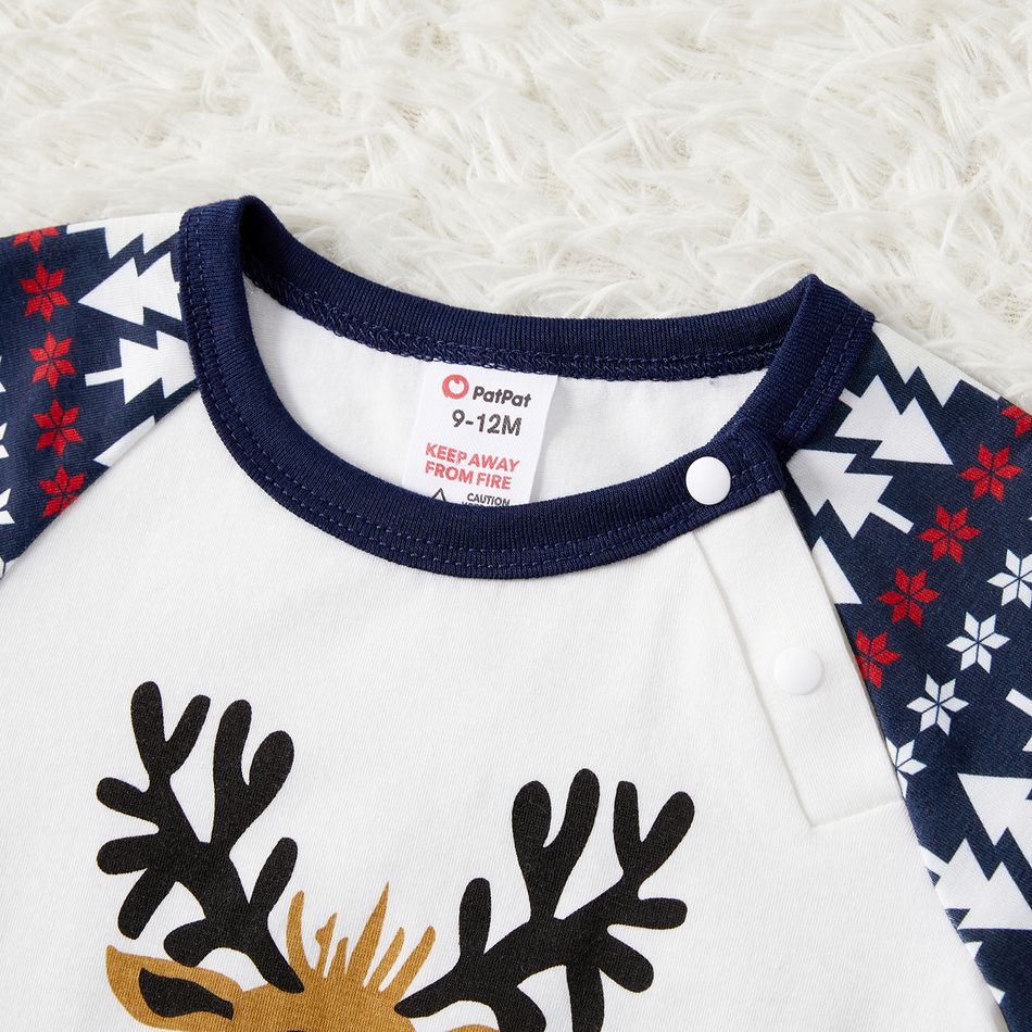 Christmas Family Matching Short-sleeve Deer Graphic Allover Print Pajamas Sets (Flame Resistant) blueblack big image 11