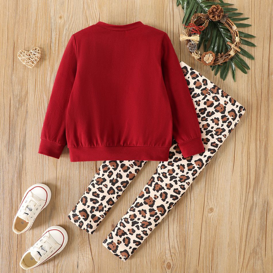 2 pièces Enfant en bas âge Fille Enfantin Lapin sweat ensembles vin rouge big image 2